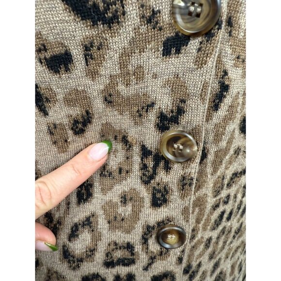 Skaist Tayloe Womens 100% Wool Leopard Print Cardigan - Picture 6 of 15
